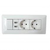 Priza Electronin Dubla + 2 Port USB